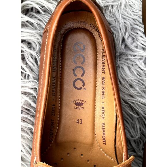 ECCO Tan Leather Driving Moccasin Loafers Slip On Shoes Brown Mens 43 US 10 - Picture 9 of 11